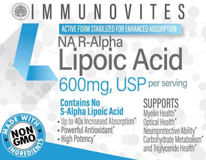 Stabilized R-Alpha Lipoic Capsules ((TRUE)) 600mg per Serving - 1-Pack High Potency - MIND OF NATURE