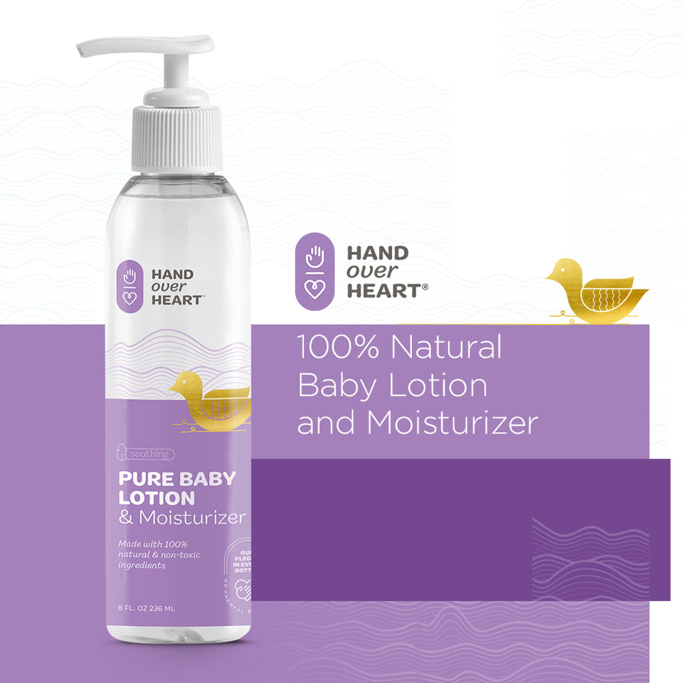 Hand over Heart 100% Natural Baby Lotion and Moisturizer - Hypoallergenic Skin Care - Contains Soothing Ingredients Nourishes Moisturizes and Protects Specially Formulated for Baby's Sensitive Skin - MIND OF NATURE