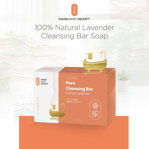 Hand over Heart 100% Natural Lavender Cleansing Bar Soap - Aromatherapy Herbal Soap - Contains Organic Essential Oils Cleanses and Hydrates Skin Refreshing Scent that Soothes Calms and Relaxes - MIND OF NATURE