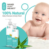 Hand over Heart 100% Natural Baby Shampoo and Body Wash - Hypoallergenic Bath Soap - Tear Free Mild and Gentle Formula for Baby's Sensitive Skin Cleans Moisturizes and Soothes Calming Relaxing Scent - MIND OF NATURE