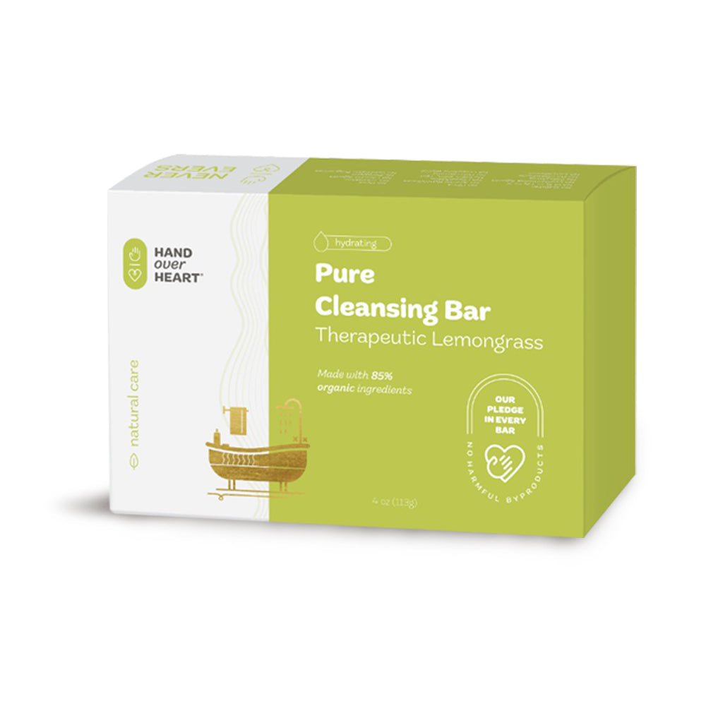 Hand over Heart 100% Natural Lemongrass Cleansing Bar Soap - Aromatherapy Herbal Soap - Contains Organic Essential Oils Cleanses and Nourishes Skin Soothes and Refreshes for a Relaxing Feeling - MIND OF NATURE