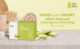 Hand over Heart 100% Natural Lemongrass Cleansing Bar Soap - Aromatherapy Herbal Soap - Contains Organic Essential Oils Cleanses and Nourishes Skin Soothes and Refreshes for a Relaxing Feeling - MIND OF NATURE