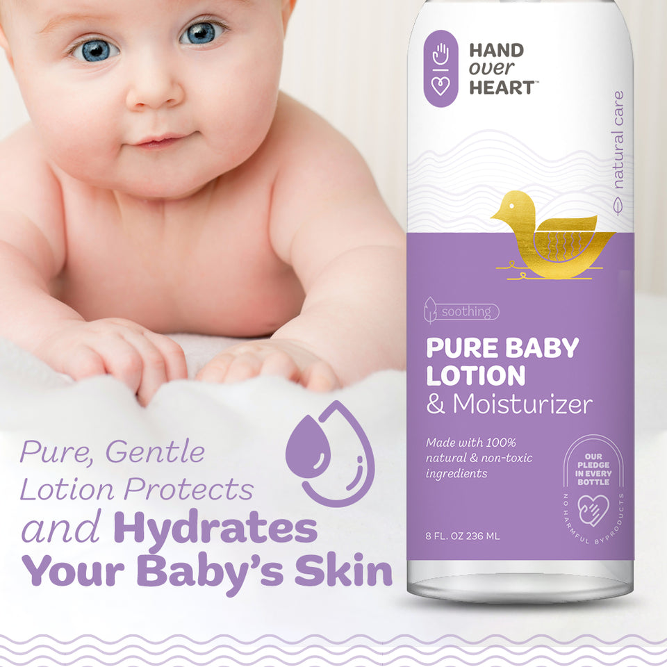 Hand over Heart 100% Natural Baby Shampoo and Body Wash with Baby Lotion and Moisturizer Combo - Baby Care Set - Special Blend Formulated for Babies Hypoallergenic Nourishes and Protects Baby's Skin - MIND OF NATURE