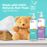 Hand over Heart 100% Natural Baby Shampoo and Body Wash with Baby Lotion and Moisturizer Combo - Baby Care Set - Special Blend Formulated for Babies Hypoallergenic Nourishes and Protects Baby's Skin - MIND OF NATURE